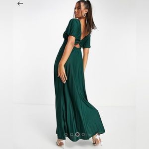 ASOS Pleated Dress Forest Green